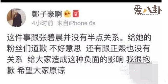 张碧晨郑子豪三部曲真相 郑子豪道歉澄清