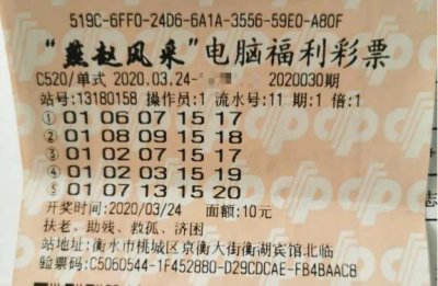​衡水彩民喜迎开门红，收获福彩20选5大奖2万元
